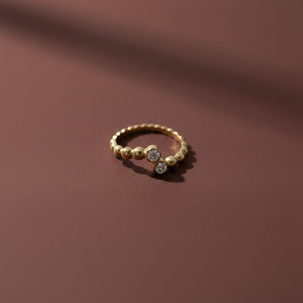 Celeste Beaded Crystal Ring – gold plated beaded crystal ring by Swikaar