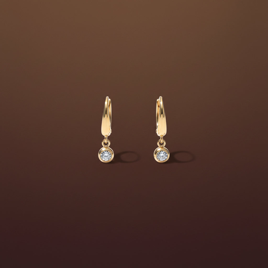 Minimal Drop Sparkle Earrings – gold plated minimalist crystal drop earrings by Swikaar