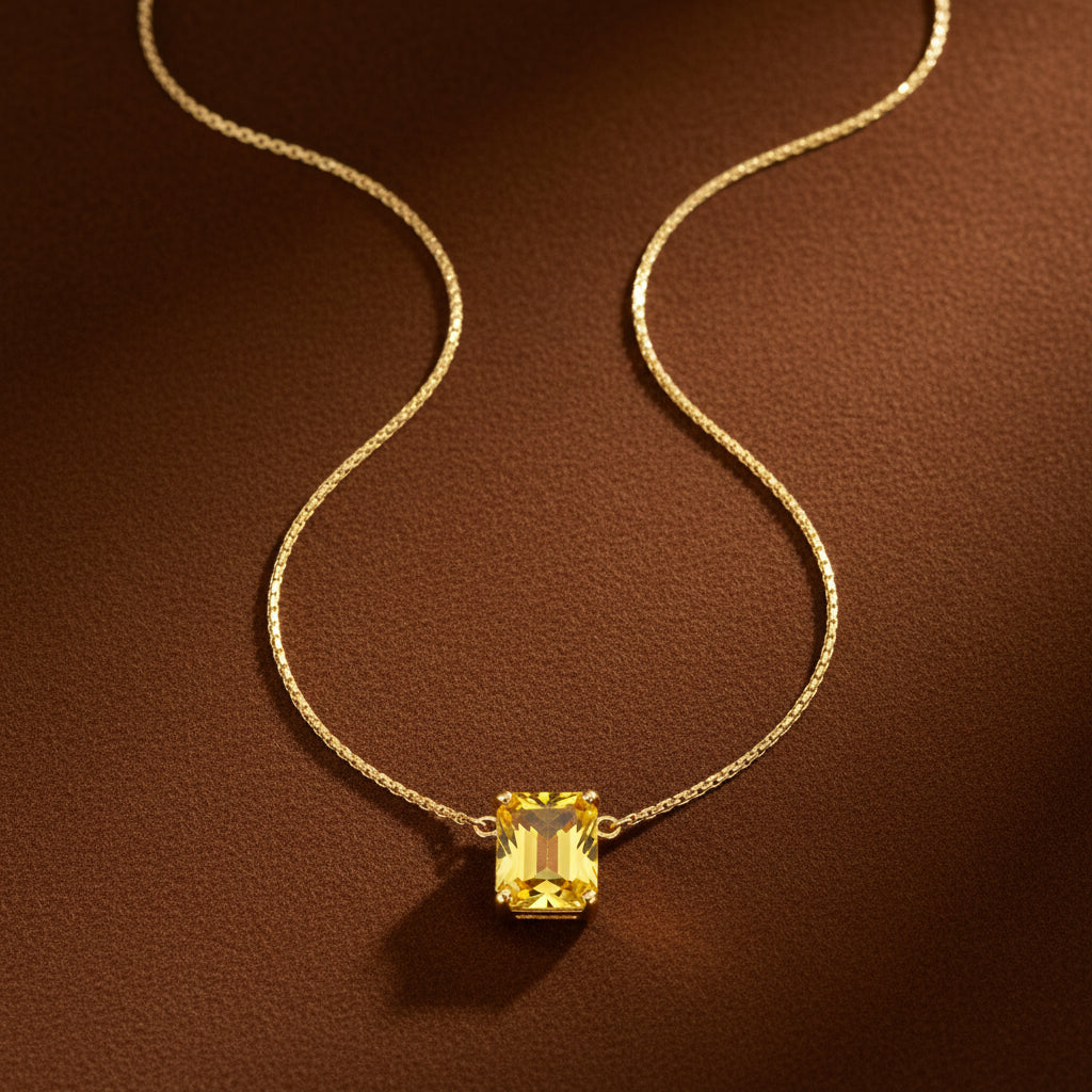 Golden Radiance Crystal Pendant Necklace