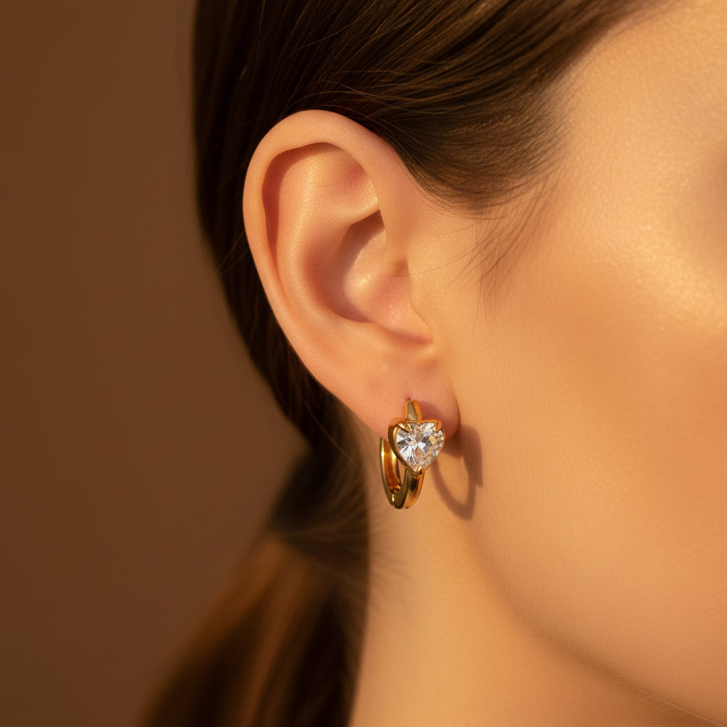 Heart Crystal Hoop Earrings