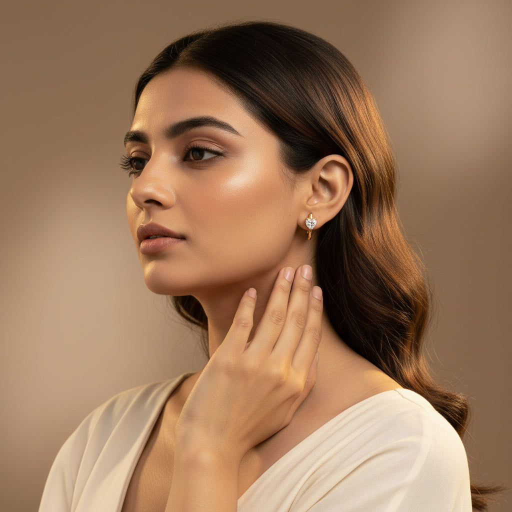 Heart Crystal Hoop Earrings – 18K Gold Plated Anti-Tarnish Jewelry