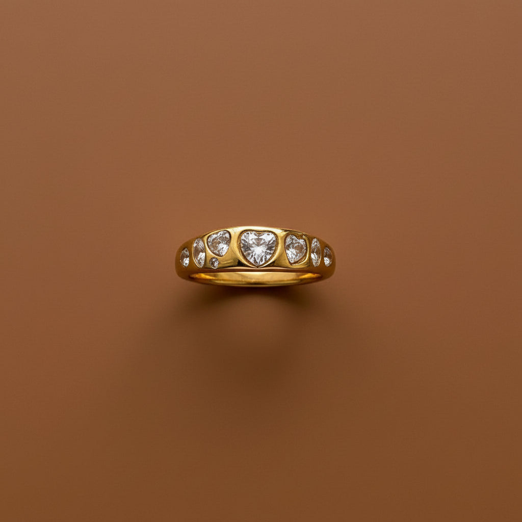 Amora Heart Ring – gold plated heart-cut stone ring by Swikaar