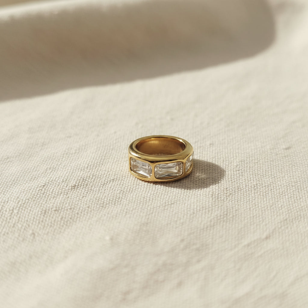 Chunky Crystal Luxe Statement Ring angle view highlighting crystal cluster detail
