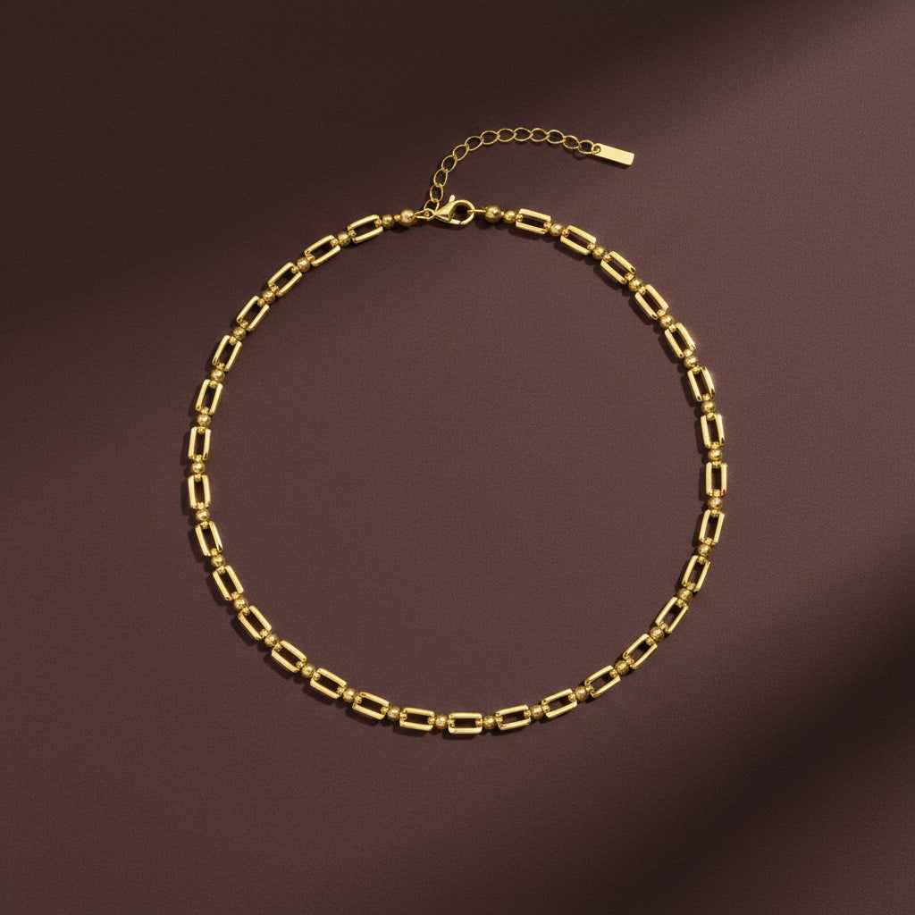 Classic Link Chain Necklace – gold plated interlocking link chain necklace by Swikaar