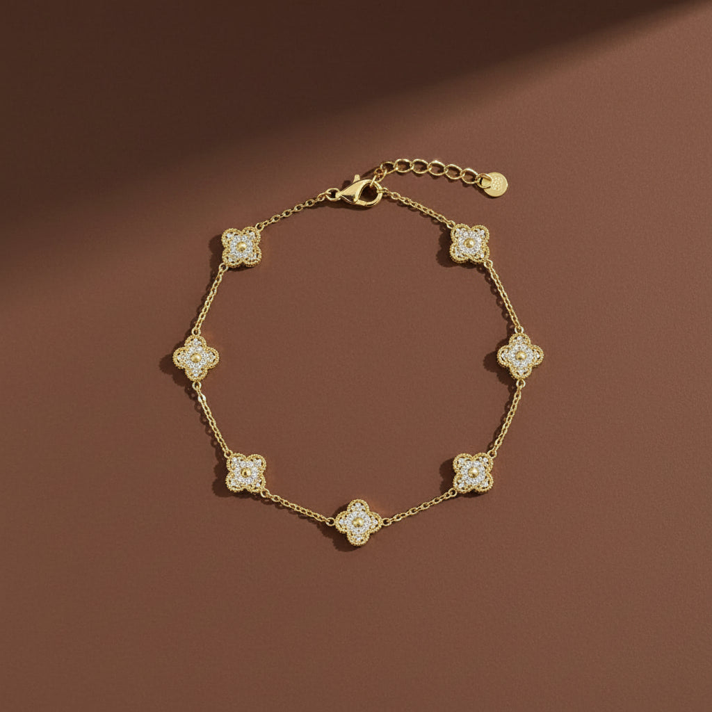 Clover Luxe Charm Bracelet – gold plated four-leaf clover charm bracelet by Swikaar