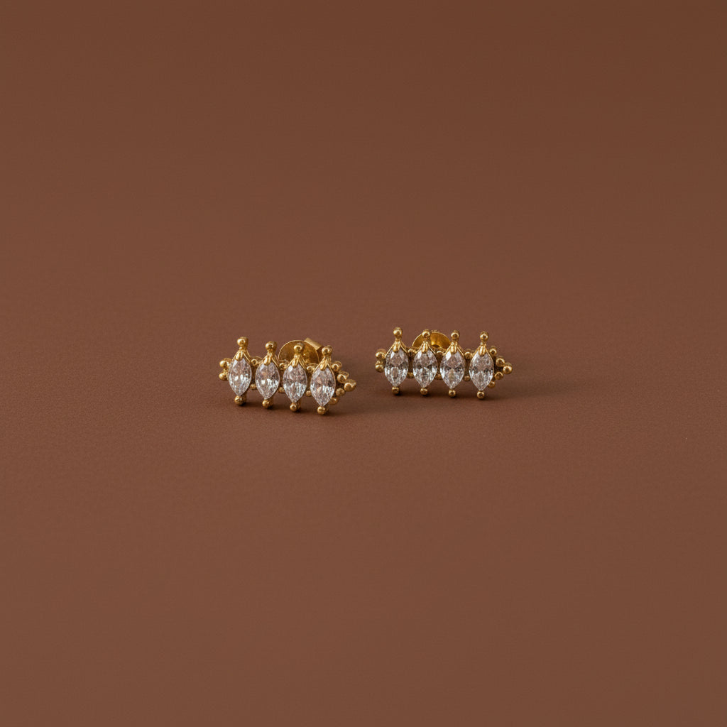 Crystal Stack Stud Earrings – gold plated crystal stud earrings by Swikaar