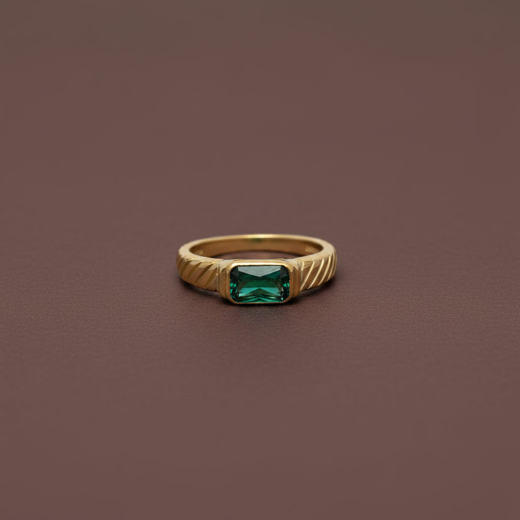 Emerald Royale Statement Ring – gold plated emerald green stone statement ring by Swikaar