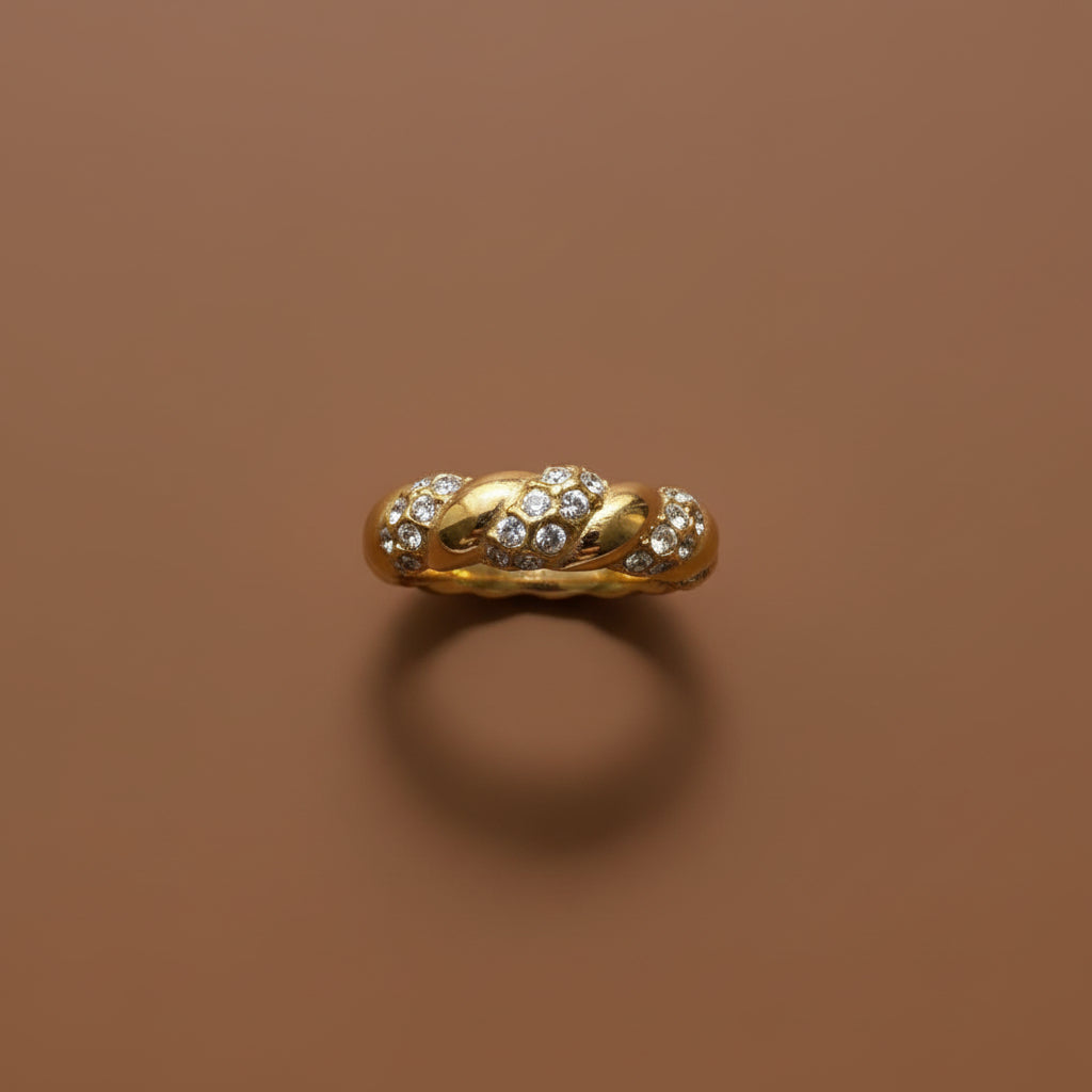 Gold Textured Twist Ring – sculpted gold plated twisted band by Swikaar