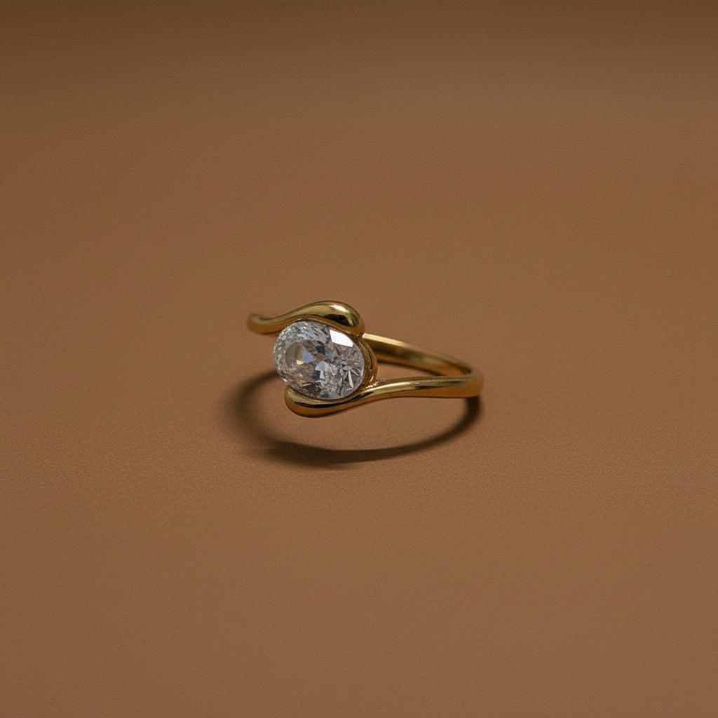 Luna Wrap Ring – gold plated wrap ring with brilliant centerpiece by Swikaar
