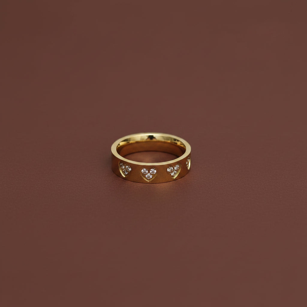 Sparkling Heart Band Ring – gold plated heart crystal band ring by Swikaar