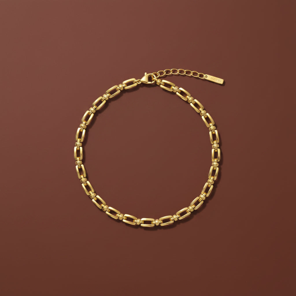 Structured Link Bracelet – gold plated rectangular link chain bracelet by Swikaar